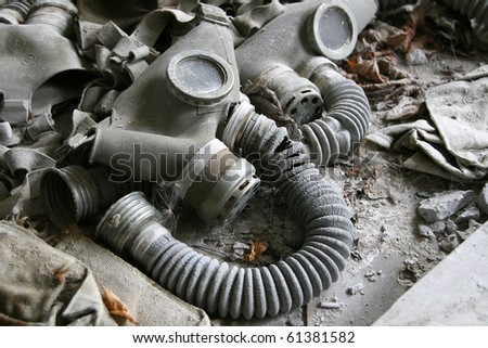 Abandoned gas masks on the floor