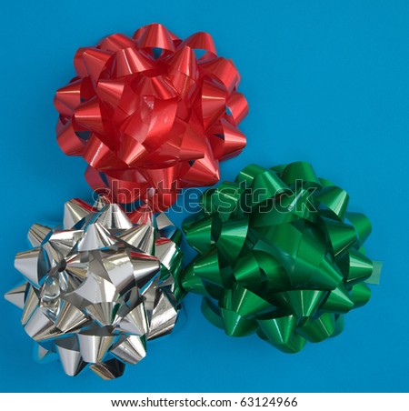 selection of foil bows used for decoration and packages.
