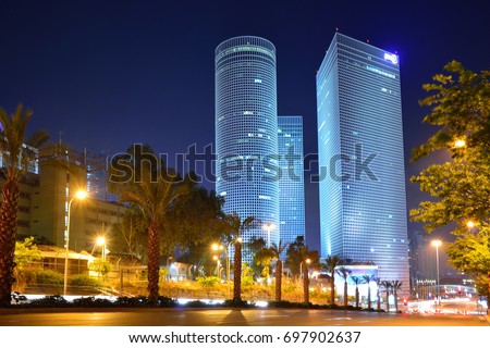 Night city, Azrieli center, Israel Stock fotó © 