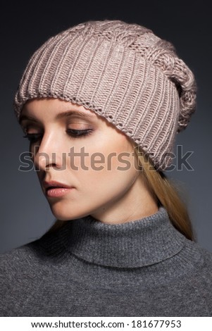 Young women dressed for winter. studio shot