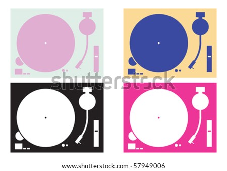four dj record-player vector four  in colour combination