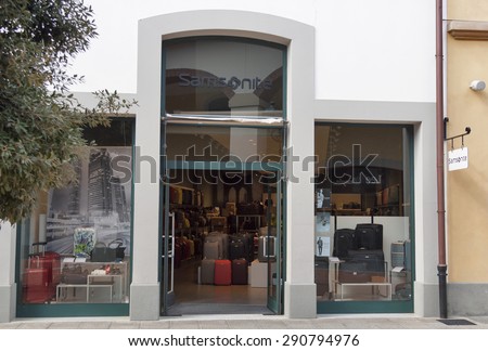 MUGELLO, ITALY - SEPTEMBER 11, 2014: Facade of Samsonite store in McArthurGlen Designer Outlet Barberino near Florence. Samsonite is a global luggage manufacturer and retailer founded 1910 in USA.