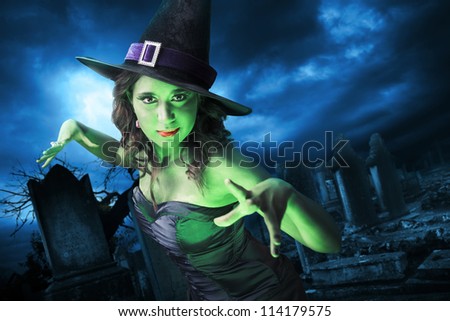 Sexy Witch On A Dark Background Stock Photo 114179575 : Shutterstock