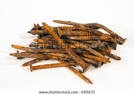Pile of rusty nail & screws