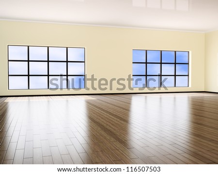 Interior of a hall with big window