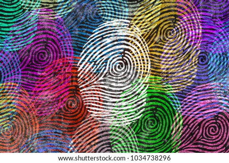 Diversity identity and privacy concept and personal private data symbol as diverse finger prints or fingerprint icons and census population in a 3D illustration style. 商業照片 © 