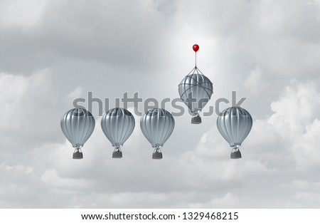 Business competitive advantage success and corporate edge concept as a group of hot air balloons racing to the top but an individual leader winning the competition as a 3D illustration. Stockfoto © 
