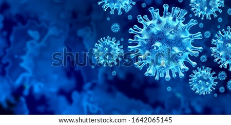 Coronavirus virus outbreak and coronaviruses influenza background as dangerous flu cases as a pandemic medical health risk concept with disease cells as a 3D render.