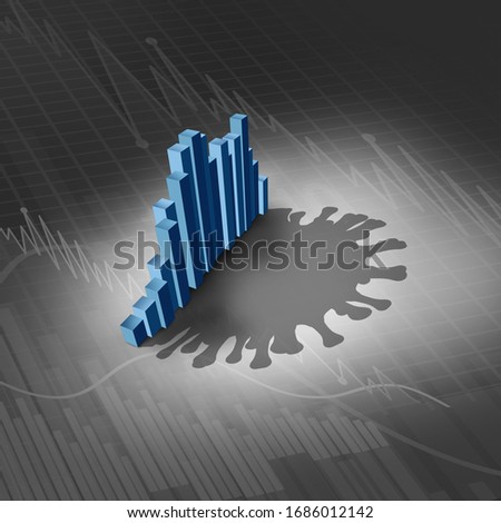 Disease and economy as an economic pandemic fear and coronavirus fears or virus Outbreak and Stock market selling as a sick financial business recession concept with 3D illustration elements.