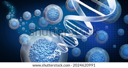 Regenerative medicine and therapeutic stem cell therapy to regrow damaged cells as treatment for disease for cellular treatment of injury or arthritis illness due to aging with 3D illustration. Stockfoto © 