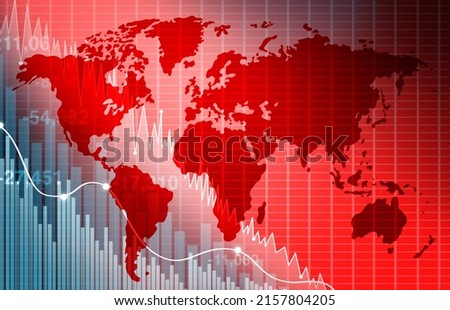 Declining World economy and business decline or economic fall and world business crisis with an international economy falling with a downward trend as a financial concept in a 3D illustration style. Сток-фото © 