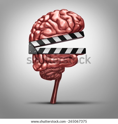 Learning video and education clips or instruction online as a clapboard shaped as a human brain as a tool for educating and teaching with entertainment media as broadcast on the internet.