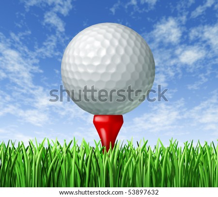 Golf ball green grass sky