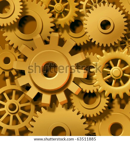 gears in motion cogs industry business gold success rich currency finances financial wheels turning round