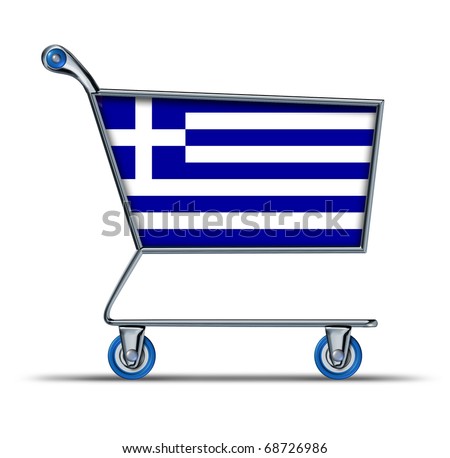 Greece Greek Hellenic imports exports trade market surplus deficit shopping cart shop buying consumers products isolated
