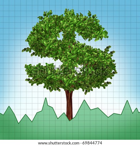 stocks investment growth tree chart index upward trend profits growing wealth interest dividends retirement nest egg 401K stock market savings