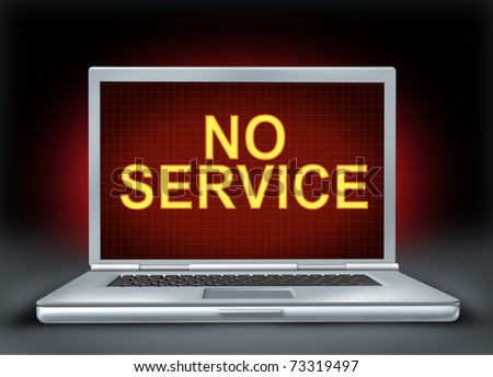 No internet service symbol represented by a laptop and a graphic image of no connection to the web.