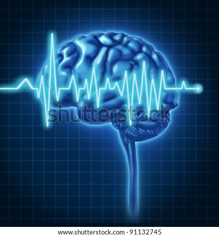 Human Brain ECG Health monitoring of the electrical signals that cause seizures in the human mind and charting the cognitive mental function of the intelligence of the anatomy of the body.