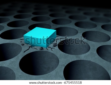 Adversity strategy concept making it work business idea as a square peg forced into a round hole as a success and determination metaphor as a 3D illustration. Foto stock © 
