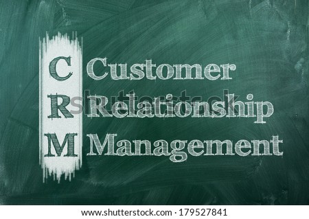 CRM  customer relation management abbreviation on green chalkboard