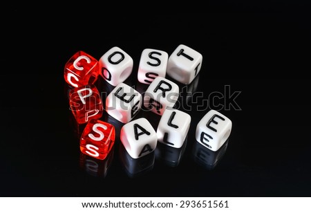 CPS Cost Per Sale written on dices on black  background