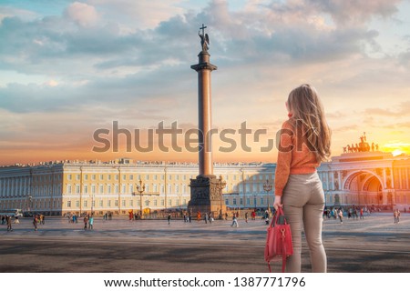 Similar – Image, Stock Photo A woman in a lonely alley in Venice