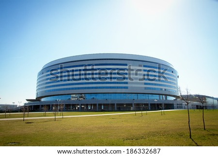 Minsk, Belarus - April 9, 2014: Minsk arena. Chempionata Hockey World locations in 2014 with a capacity of about 15000