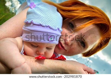 baby with mother nature. summer and fresh air