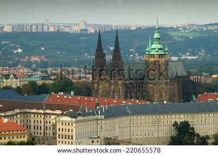 Most mystical and mysterious city in Europe. Prague through the eyes of birds. Elements of this image furnished by NASA