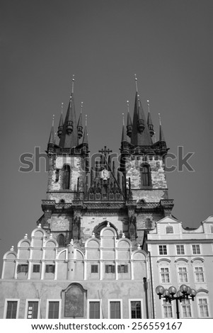 Most mystical and mysterious city in Europe. Prague through the eyes of birds. vintage black and white photos in retro