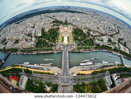 Birds eye view of the city of Paris ,France