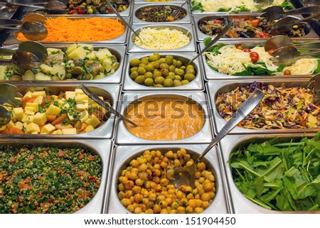 Salad buffet in a restaurant