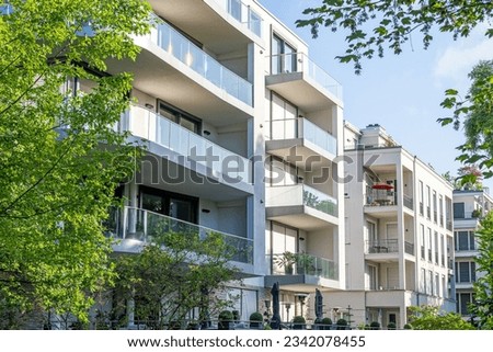 Modern apartment buildings surrounded by greens seen in Berlin, Germany Zdjęcia stock © 