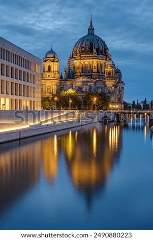 Similar – Image, Stock Photo Reflection of the Berlin television tower in a building