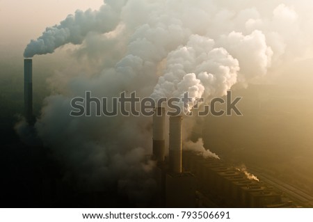 Similar – Image, Stock Photo Industrial plant with smoking chimneys, CO2 emissions, global warming, climate change