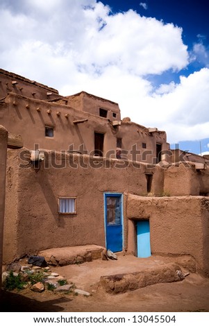 The adobe buildings at Taos Pueblo, New Mexico.