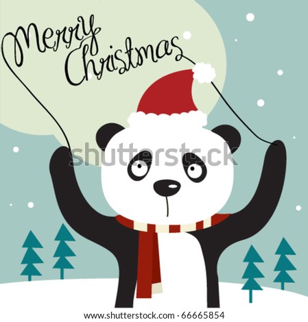 Panda Christmas Greeting 4 Stock Vector Illustration 66665854 ...