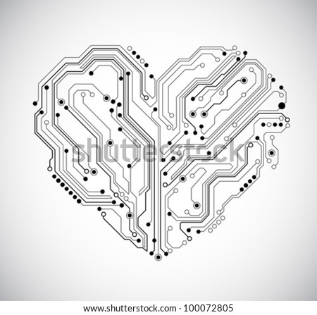 circuit board heart technology background - vector