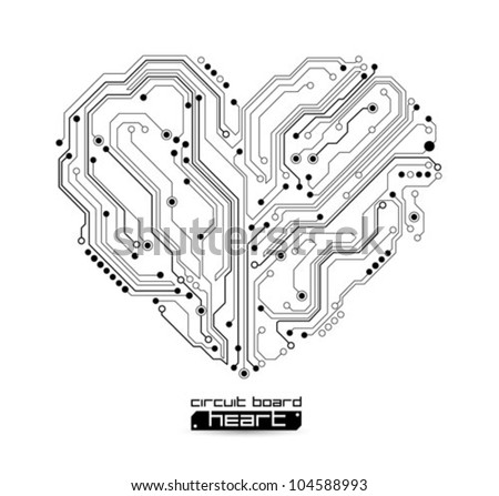 heart technology vector background