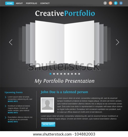 web design portfolio template - book pages view - creative layout for designers and photographers - easy editable vector