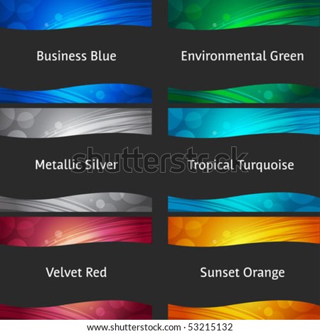 Abstract backgrounds collection - for header and footer ready to use - blue, green, silver, metallic, red, orange