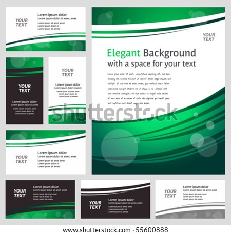 Stylish modern green business backgrounds and cards - templates collection