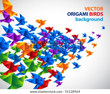 origami birds abstract background