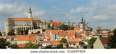View on castle in city Mikulov, South Moravia, in the Czech Republic
