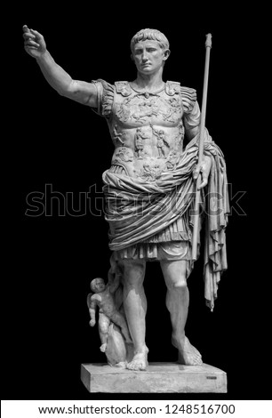 Roman emperor Augustus from Prima Porto statue isolated over black background Foto d'archivio © 