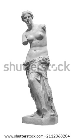 Plaster statue of Venus Milo. Beautiful woman Aphrodite sculpture solated on white background with clipping path Stok fotoğraf © 