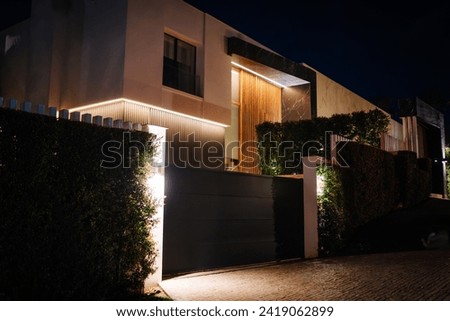 Image, Stock Photo Gate entrance at night with shadow