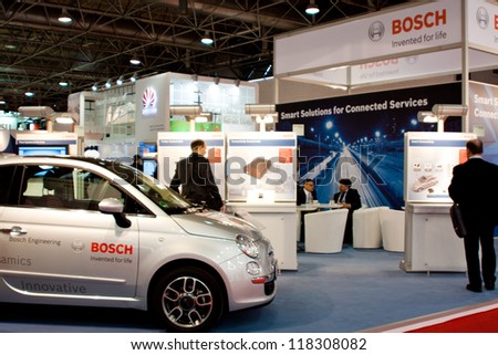 VIENNA - OCTOBER 26: Bosch stand at the 19th Intelligent Transport Systems World Congress on October 26, 2012 in Vienna, Austria