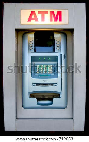 An automated teller machine is ready to provide cash.