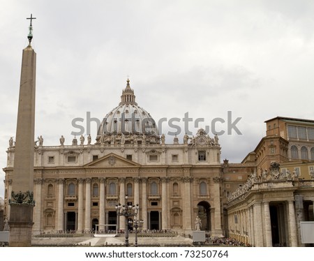 St. Peter\'s Basilica Frontal View. All faces blurred out.